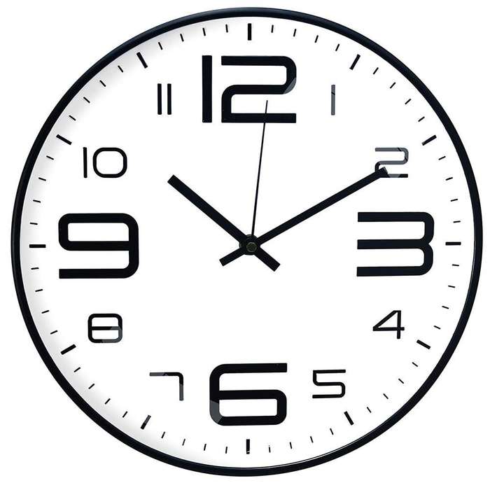 Silent Quartz Wall Clock  35cm Round Design, Battery Operated (White)