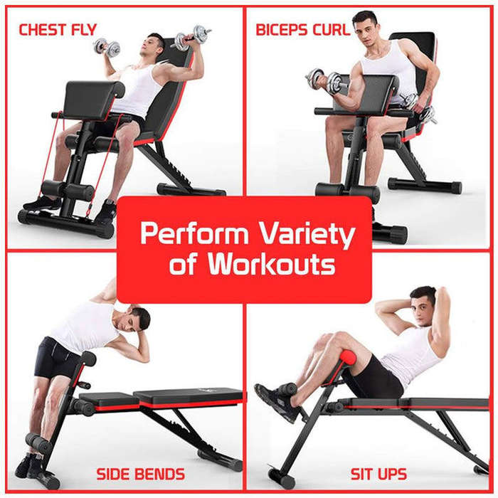 Abdominal Adjustable Utility Exercise Bench with Resistance Band E4-11-1