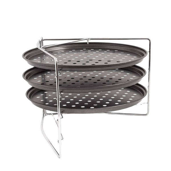 3-Tier Pizza Pan and Rack Set - Non-Stick Pans with Space-Saving Oven Stand