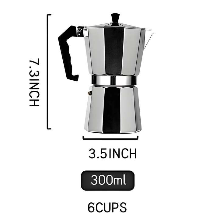 6 Cup 300ml Moka Pot Coffee Percolator Espresso Maker Classic Beginner Gift