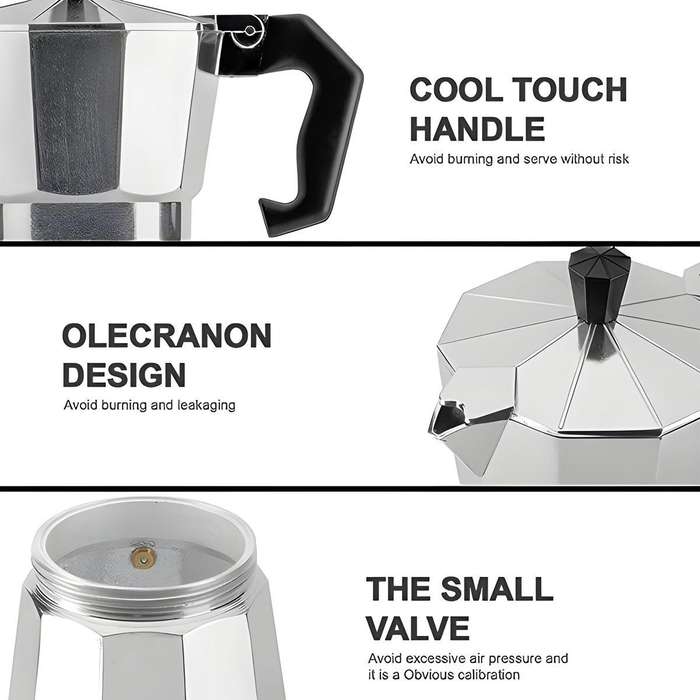 6 Cup 300ml Moka Pot Coffee Percolator Espresso Maker Classic Beginner Gift