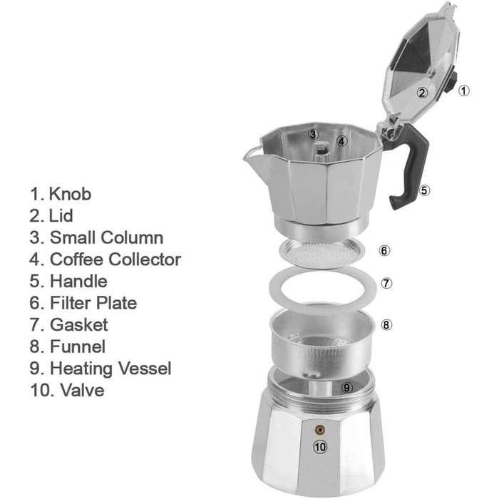 6 Cup 300ml Moka Pot Coffee Percolator Espresso Maker Classic Beginner Gift