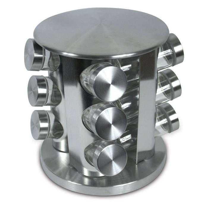Rotating Silver Spice Rack -12 Jars