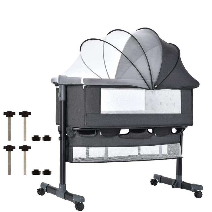 Foldable Newborn Baby Portable Bassinet Baby Cot Bed/Crib-92x68x85cm-Grey
