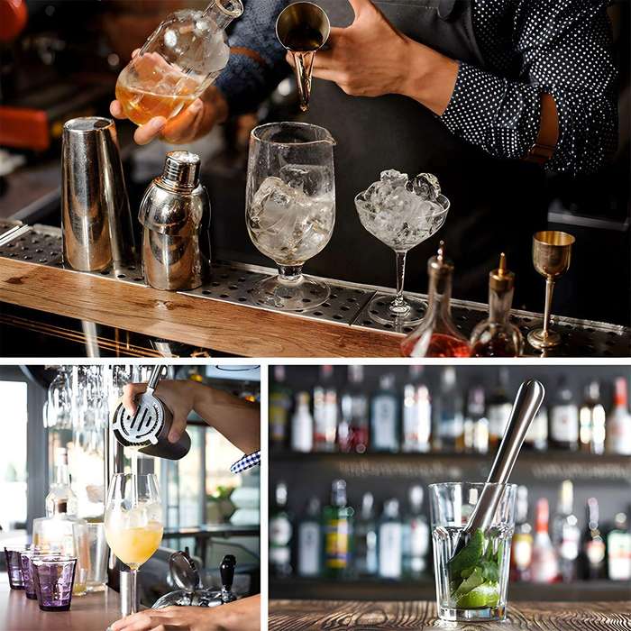 6Pcs Stainless Steel 550ml Cocktail Shaker Bar Set Bartender Tool Kit Gift