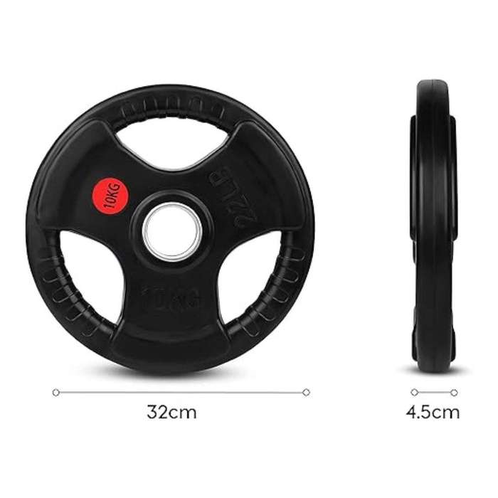 10kg Three-Hole Barbell Weight Plate - Tri-Grip Design