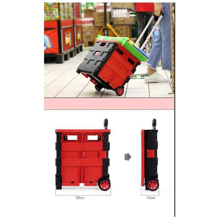 Folding Portable Storage Cart with Wheels  Multi-Functional, Collapsible, Heavy-Duty Storage Cart