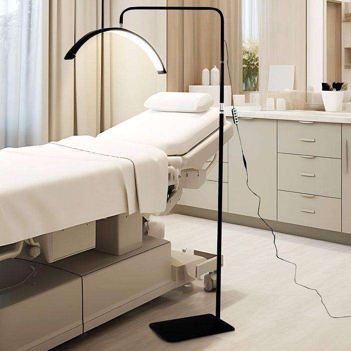 Modern Adjustable Arc Floor Lamp  Dimmable LED, Half-Moon Design, and Stable Base
