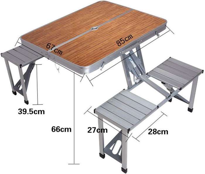Portable Folding Indoor Outdoor Camping Picnic Table Set of 4 Seater