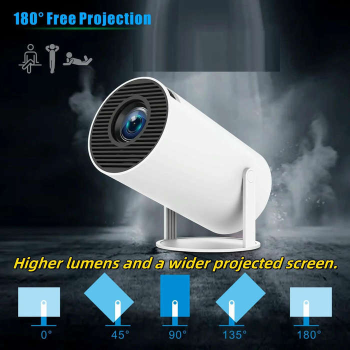 Smart WIFI/Bluetooth LED Projector with Exceptional Display & 180 Rotation
