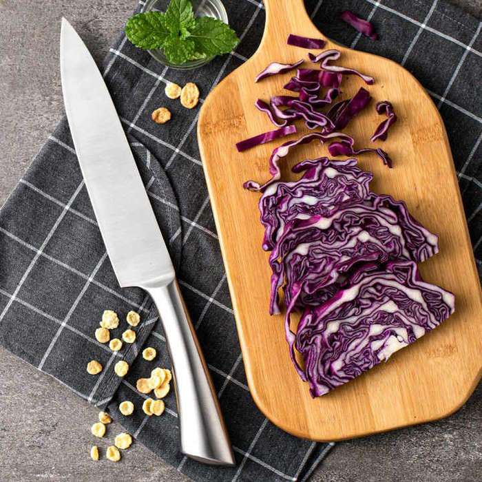8 Piece Stainless Steel Kitchen Knife, Scissors Set & Acrylic Stand