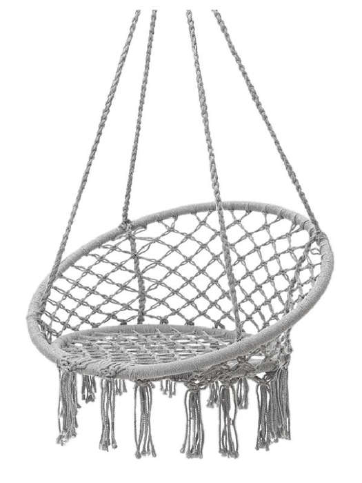 Grey Hanging Cotton Hammock Chair