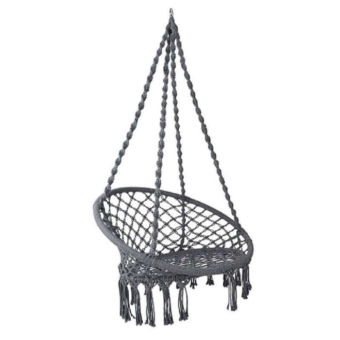 Grey Hanging Cotton Hammock Chair