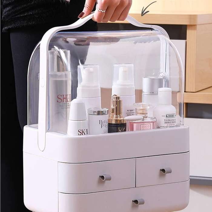 Makeup Cosmetic Storage Box with Lid Cover Portable Organizer