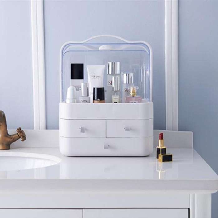 Makeup Cosmetic Storage Box with Lid Cover Portable Organizer