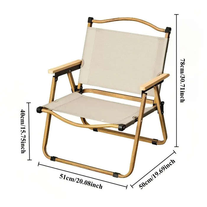 Outdoor Folding Portable Camping Chair - Wooden Armrest