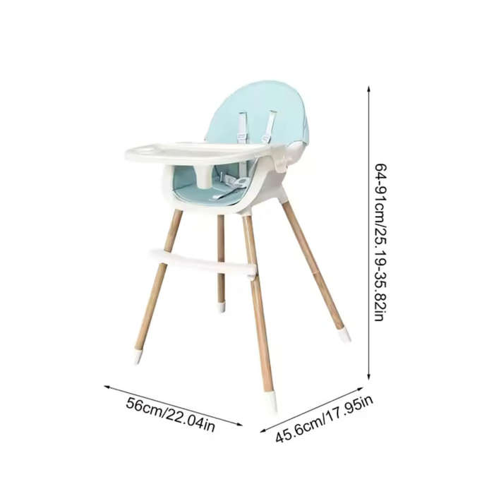 Baby Feeding High Chair 2-in-1 with Removable Tray & Wooden Legs