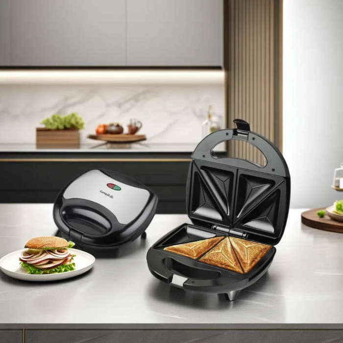 750W 3-in-1 Sandwich Maker  Electric Grill, Waffle, and Toaster Press, Non-Stick