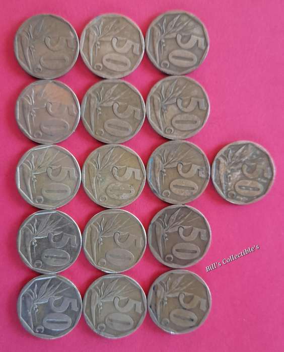 16 COINS South African 50Cent Lot . Year 2000 Onwards. 1 bid Takes All