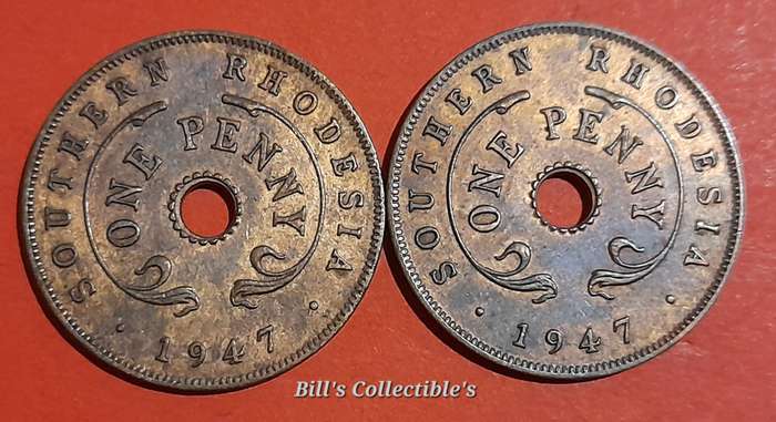 1947 Rhodesia Penny Coins . Good condition.