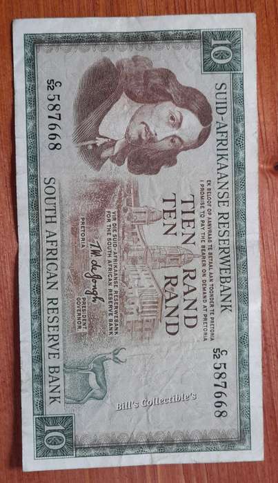 South African TW de Jongh R10 Banknote.