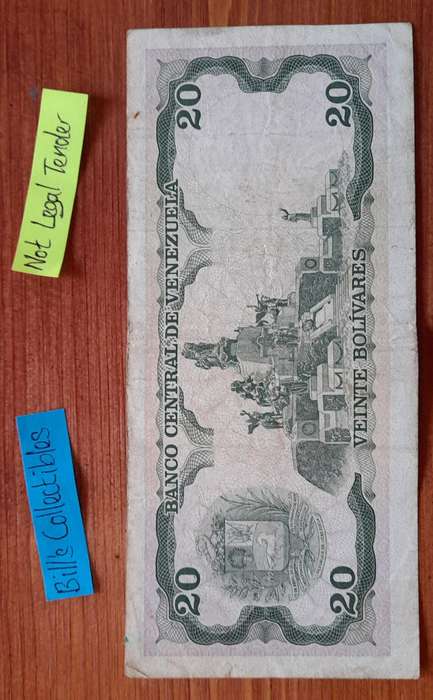 1995 Venezuela 20 Bolivares Banknote.