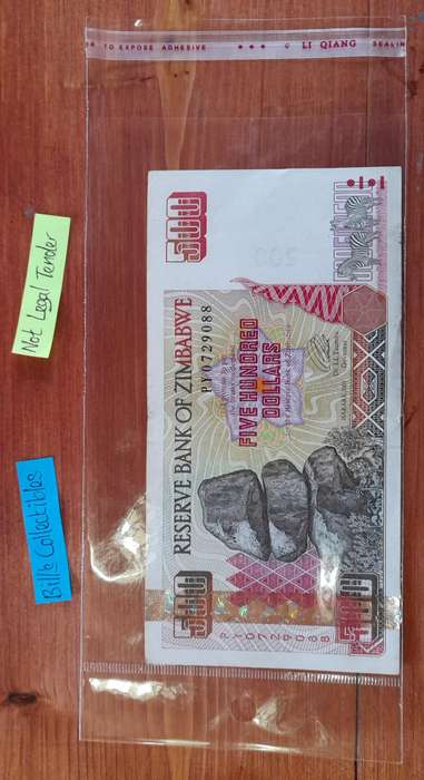 Zimbabwe 500 Dollar Banknote.