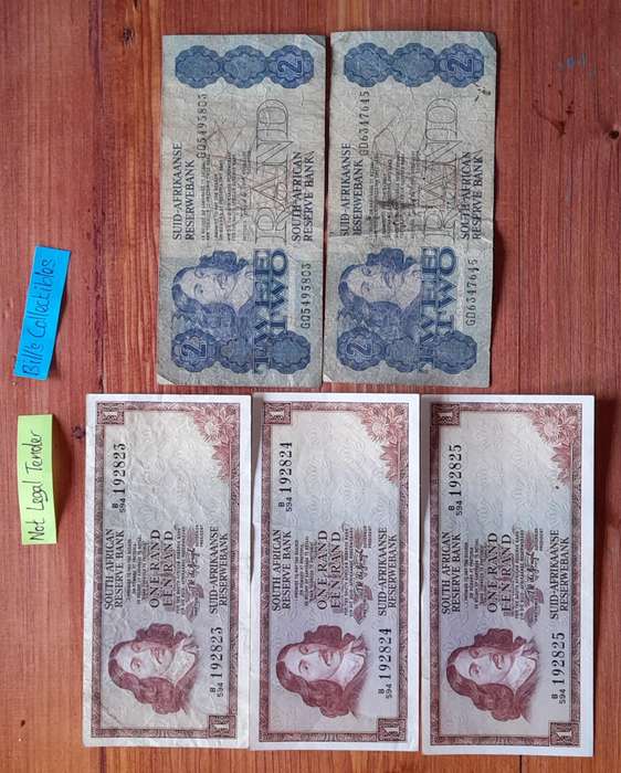 South African R1 and R2 Banknotes.
