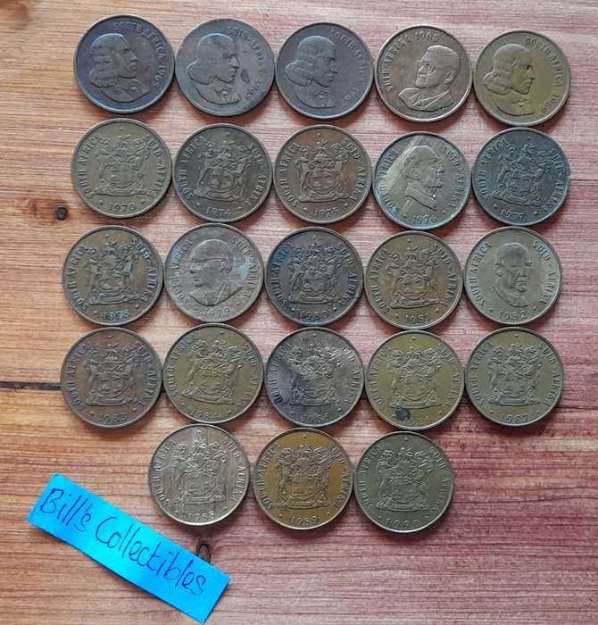 Incomplete South African 2nd Decimal 2cent Coin Set. 1965-1990