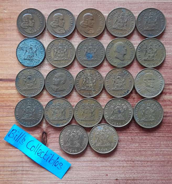 Incomplete South African 2nd Decimal 1cent Coin Set. 1966-1989