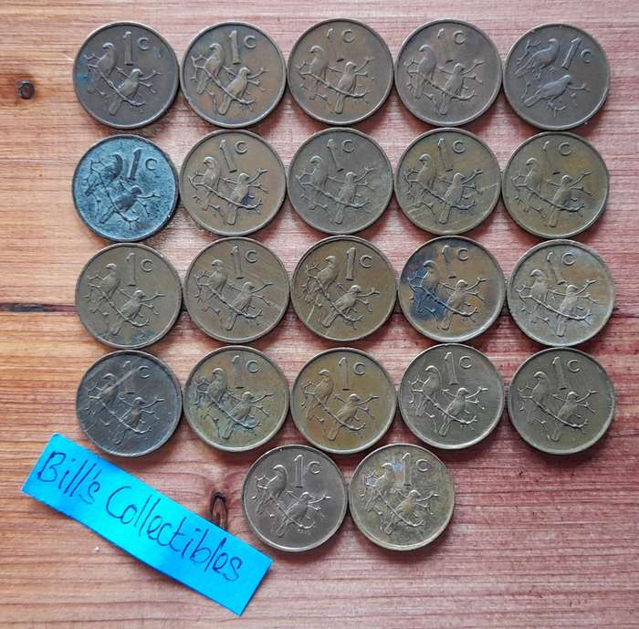 Incomplete South African 2nd Decimal 1cent Coin Set. 1966-1989
