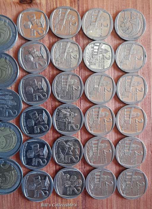 South African Commemorative R2 and R5 Coins .