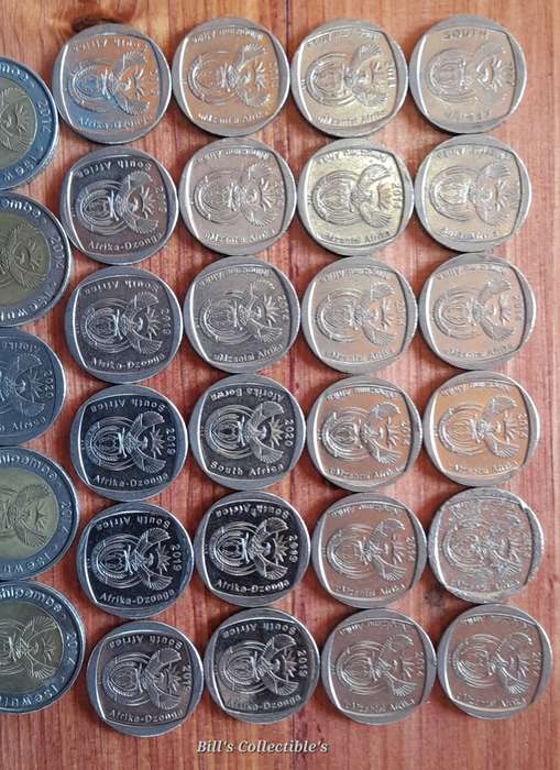 South African Commemorative R2 and R5 Coins .