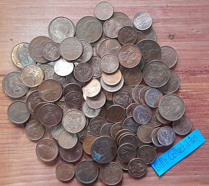 100 Mix South African 2nd Decimal 1c,2c and 5c Coins . 1 BID Takes All.