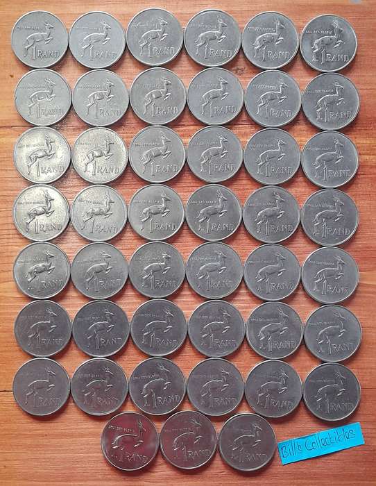 45 South African 2nd Decimal R1 Coins . (Nickle)