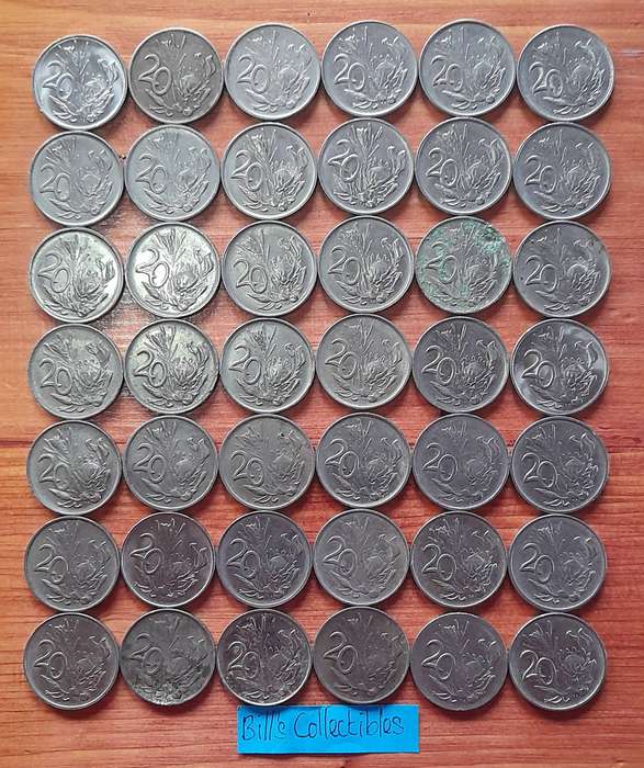 42 South African 2nd Decimal 20cent Coins.
