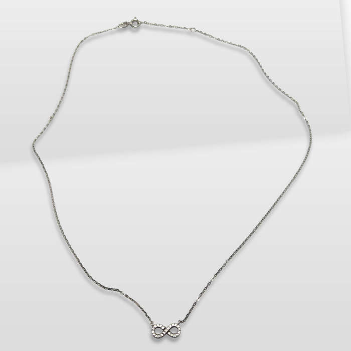 925 Sterling Silver Infinity Necklace With Cubic Zirconia Stones