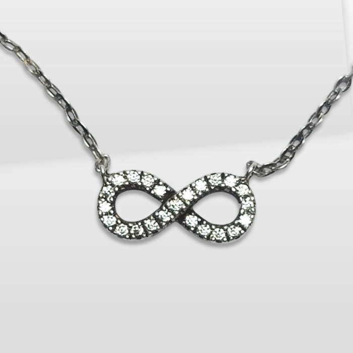 925 Sterling Silver Infinity Necklace With Cubic Zirconia Stones
