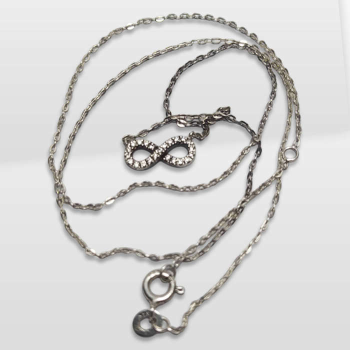 925 Sterling Silver Infinity Necklace With Cubic Zirconia Stones