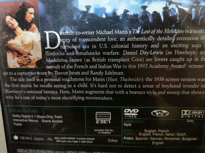 Last of the Mohicans on DVD