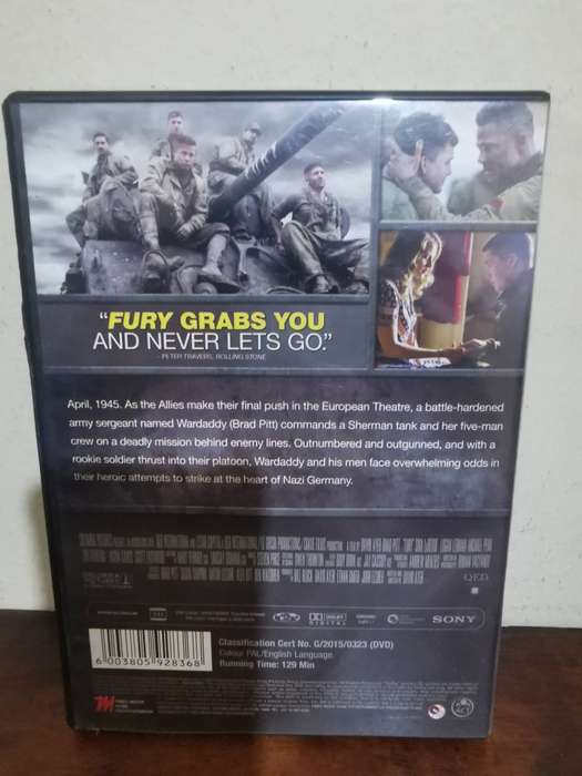 Fury staring Brad Pitt on DVD