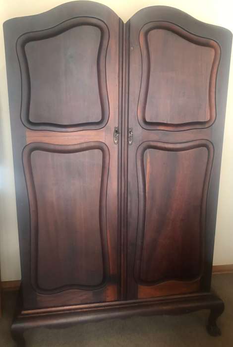 Vintage Stinkwood double door clothing wardrobe