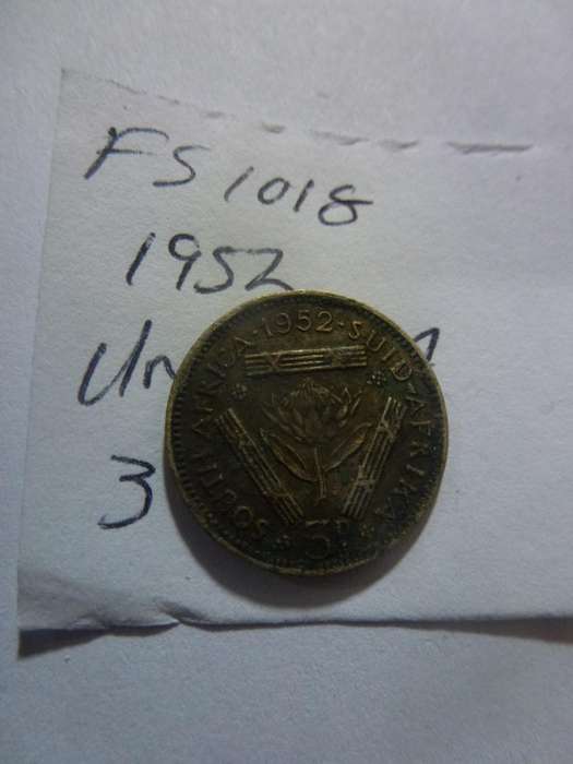 1952 Union of South Africa 3 pence