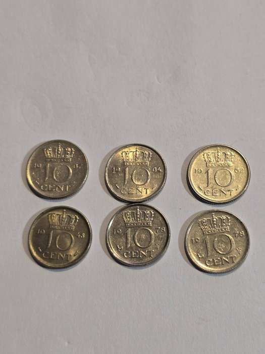 a Set of 6 Nederland 10 cents