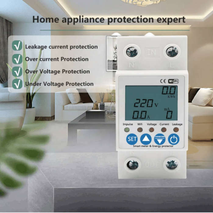 Smart Switch Voltage & Energy Monitoring / Earth Leakage / 63A / wifi TUYA