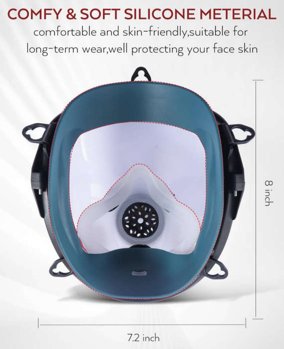 Full face organic vapor respirator - gas mask with anti-fog lens