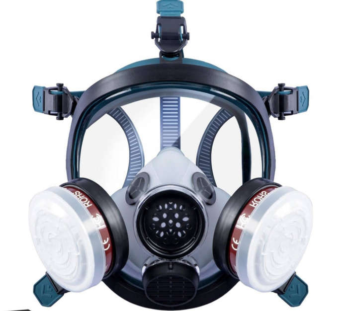 Full face organic vapor respirator - gas mask with anti-fog lens
