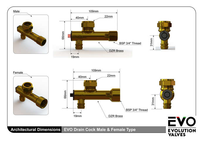 Evolution Valves Drain Cock | Drain Valve Male
