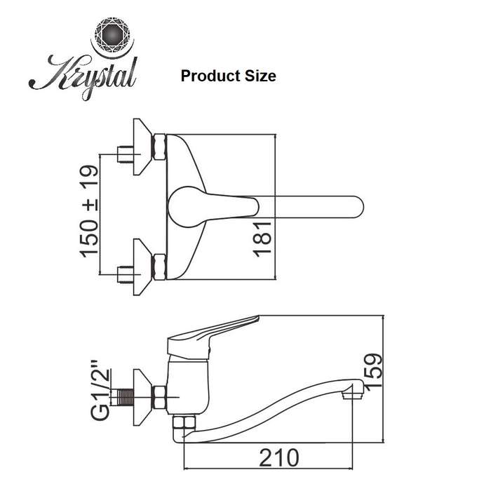 Krystal Sink | Kitchen Mixer Tap Faucet Wall Lever Matte Black