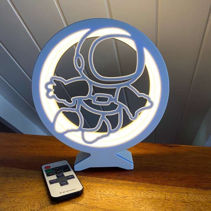 Kids Astronaut Night Light / Desk Lamp with RF Remote - White & Blue